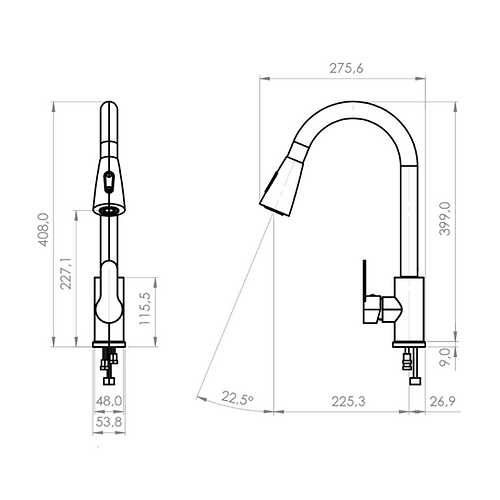 Llave Lavaplatos En Acero Inoxidable Con Manguera Satin