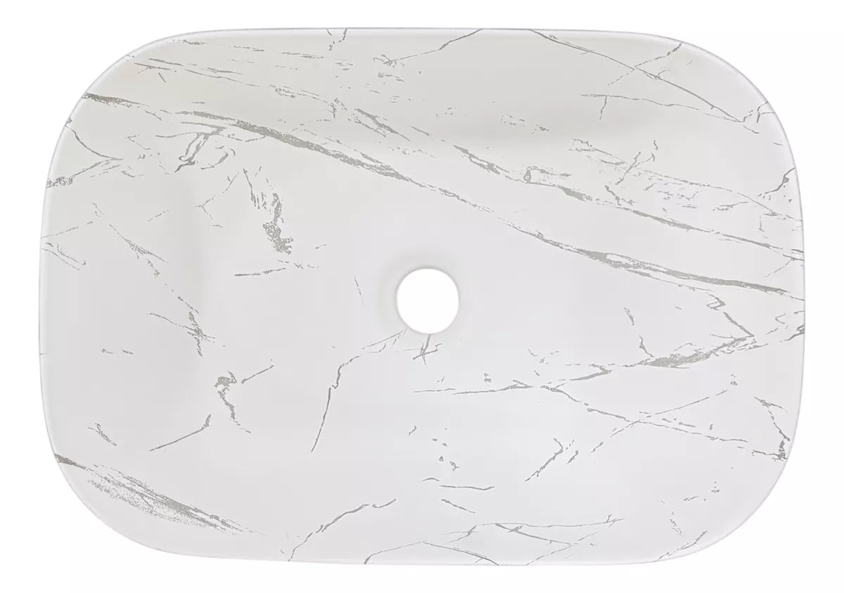 Lavamanos de Sobreponer En Ceramica Negro Mate Con Marmol