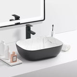 Lavamanos de Sobreponer En Ceramica Negro Mate Con Marmol